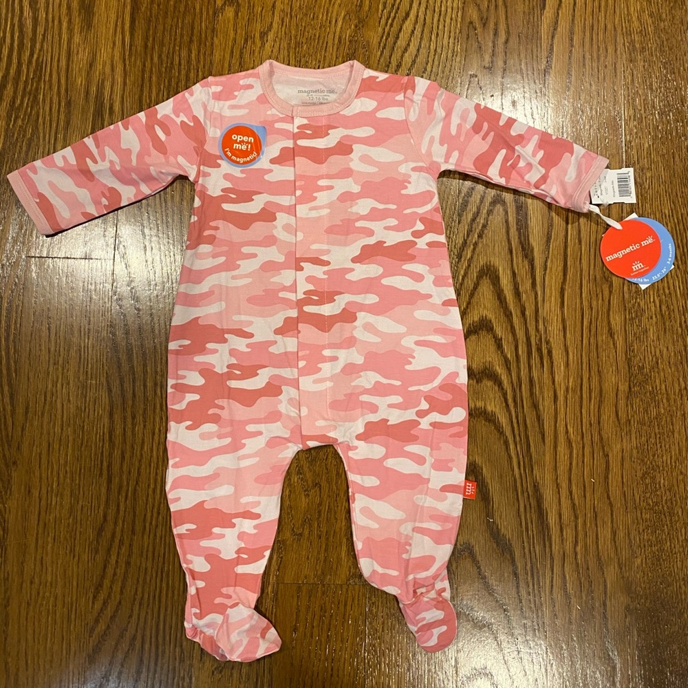 Magnetic Me Baby Girl Camo Print Footed Onesie